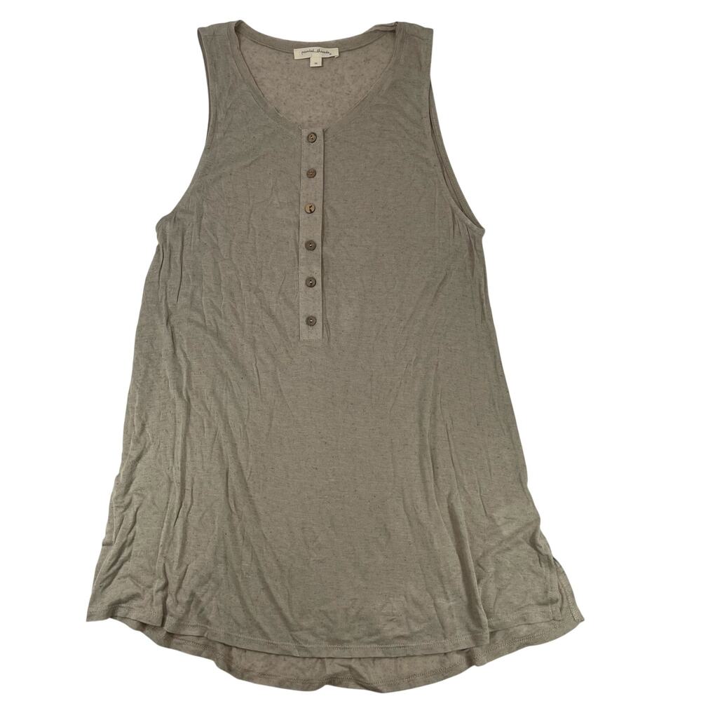 Painted Threads Henley Tank Top Tan Beige Rayon Button Front Sleeveless M Women